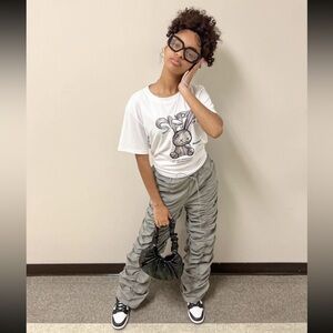 Stylish Gray Ruched joggers